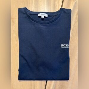 Boss Boy’s Navy Blue Logo Crewneck T‑Shirt